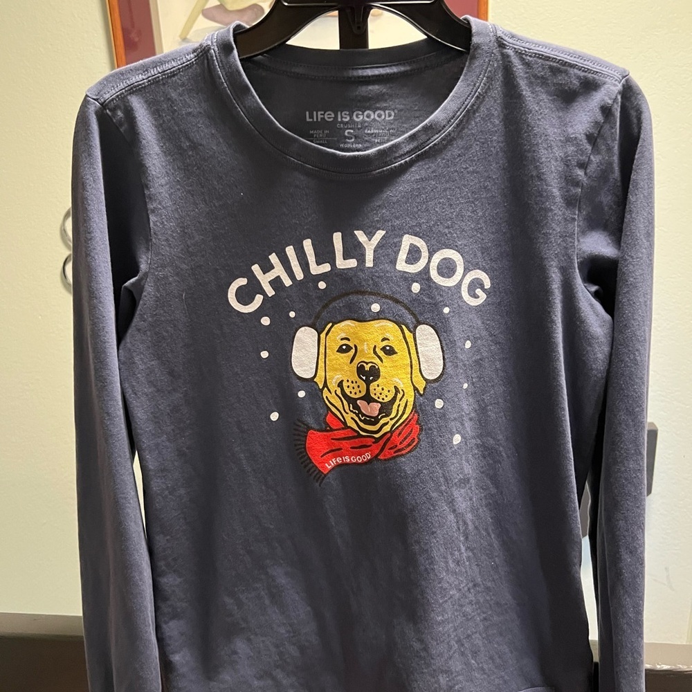 Life Is Good Navy Crusher Tee “Chilly Dog” #197